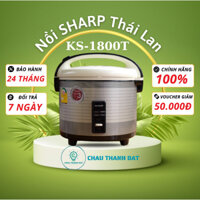 Nồi Cơm Điện SHARP Thái KS-1800T 1.8L - Nấu Cơm Ngon - Lòng Chống Dính - Chất Lượng Bền Bỉ - Hàng Nhập Khẩu Thái Lan