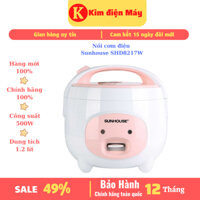 Nồi cơm điện Sunhouse SHD8217W-nồi cơm điện 1l2 nắp gài-500W tiết kiệm điện-chống dính-bảo hành 12 tháng toàn quốc