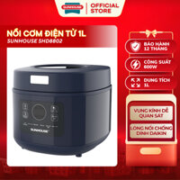 Nồi Cơm Điện Tử 1L Sunhouse SHD8802 - Nắp Vung Kính Dễ Quan Sát Quá Trình Nấu Bên Trong