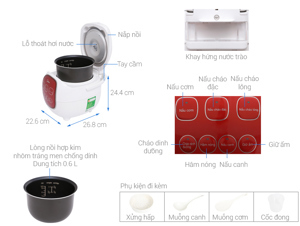 Nồi cơm điện tử Midea MB-FS1617 - 0.6 lít