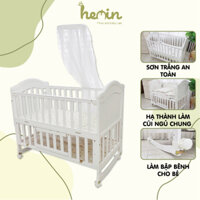 Nôi Cũi Cho Bé Gỗ Cao Cấp UMOO Hạ Thành Cạnh Giường Bố Mẹ, Chuyển Chế Độ Cũi Lắc Ru Ngủ, Bàn, Quây, An Toàn UM-08106