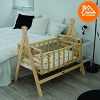 Nôi cũi cho bé sơ sinh, gỗ tự nhiên nhập khẩu an toàn cho bé
