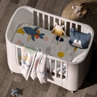 Nôi Cũi Cho Bé TOPKIDS, Nôi Ghép Giường Bố Mẹ Chất Liệu Nhựa An Toàn Tặng Kèm Đệm Xơ Dừa Cao Cấp.