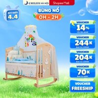 Nôi cũi đa năng Chilux 6IN 1 - Combo trọn bộ quây đệm hoàng gia và đệm xơ dừa
