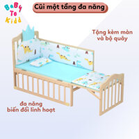 Nôi cũi gỗ đa năng kèm bộ màn quân chống côn trùng, nôi ghép giường ba chế độ tiện lợi cho mẹ khi chăm sóc bé MK001