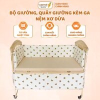 Nôi Cũi UMOO, Set Quây Giường Kèm Ga MOCHEE Và Nệm Xơ Dừa UMOO Cho Bé Từ Sơ Sinh