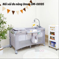 Nôi Cũi Vải 2 Tầng Gấp Gọn Đa Năng Kèm Bánh Xe Du Lịch - Nôi Ghép Giường Kiêm Cũi Quây Cho Trẻ UMOO