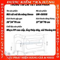 Nôi cũi vải gấp gọn đa năng umoo um-08108 chính hãng sang chảnh  jingu