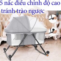 Nôi cũi vải gấp gọn kèm màn đệm gối cho bé sơ sinh tới 24 tháng tuổi loại 5 nấc điều chỉnh bào hành 5 năm