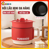 Nồi Đa Năng Mini Nấu Mì, Nấu Lẩu Thiết Kế Cách Nhiệt Chống Dính Nhỏ Gọn Dễ Dàng Vệ Sinh Có Lồng Hấp 2 Tầng Tiện Lợi