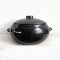 Nồi đất 2,8 lít ĐK miệng 21cm (Men đen) - Có quai cầm