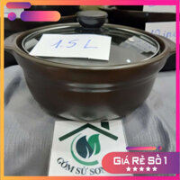 Nồi Đất kho thịt, cá, 1500ml ,Chất liệu Đất nung chịu nhiệt tráng men,Nắp kính sang trọng,Nồi nấu cả bếp ga, bếp than..