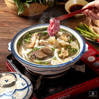 Nồi đất nấu lẩu bò 2,5 lít hoạ tiết vẽ tay thủ công tranh tràm