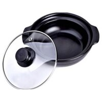 Nồi đất Sứ Cao Cấp 1L Chịu Nhiệt 400 Độ Nắp Kính