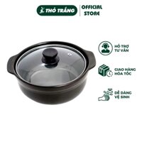 Nồi đất sứ tráng men nắp kính kho thịt cá thương hiệu Thỏ Trắng - 0.5L 1L 1.5L 2L