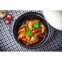 Nồi đất tráng men cao cấp 19cm nắp kính có chống dính dùng làm mì cay kho cá kho thịt tiện lợi