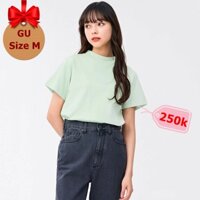 (nội địa Nhật) Nữ áo thun trơn cổ cao hãng GU Nhật