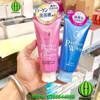 [Nội địa] Sữa rửa mặt Shiseido Senka Perfect Whip Collagen in 120g, sữa rửa mặt perfect whip xanh hồng nội địa Nhật Bản