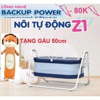 Nôi điện Autoru cao cấp chữ A cho em bé phiên bản nâng cấp sài được sạc dự phòng (TẶNG GẤU ÔM)