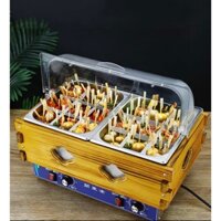 Nồi điện bán lẩu ly xiên que oden Nhật Bản có nắp đậy mái vòm trong suốt 18 ngăn loại lớn