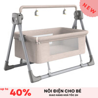 Nôi Điện Cao Cấp Cho Bé Thiết Kế Chân Chữ V An Toàn Cho Bé, Giường Cũi Đa Năng Cho Bé Kèm Màn, Bảo Hành 12 Tháng