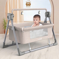 Nôi Điện Cho Bé Cao Cấp Có Điều Khiển Từ Xa Kết Nối Bluetooth, Nôi Đưa Tự Động Tặng Kèm Màn Và Nệm Ru Ngủ Êm Ái