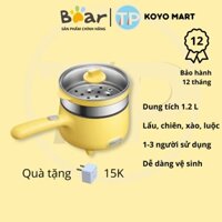 Nồi điện đa năng Bear DRG - C12S1, 1.2L, chức năng nấu lẩu, chiên xào, hấp, luộc, nồi lẩu nhỏ, nồi du lịch, nhỏ gọn