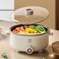 Nồi Điện Đa Năng Kèm Xửng Hấp Inox , Nồi Lẩu Điện Mini Mandeli Dung Tích 4L Phù Hợp Cho Gia đình 2-3 Người Tiện Dụng