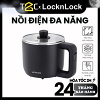 Nồi điện đa năng LocknLock 0.8L Kèm Khay Hấp Trứng, nồi lẩu mini, nấu mì EJP116BLK T2C