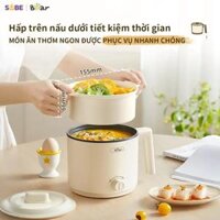 Nồi Điện Đa Năng Mini Bear MC-4H16H​ 1.2L Nấu Lẩu Hầm Hấp Chiên Xào Lòng Nồi Chống Dính 2 Mức Nhiệt 300W-600W