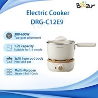 Nồi điện gấu DRG-C12E9 1.2L Thân nồi loại chia hơi nước đa năng / luộc / nấu Lớp phủ chống dính 300-600W Điều chỉnh hai bánh với chảo rán & nồi hấp bằng thép không gỉ