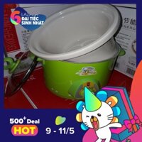 Nồi điện kho cá, nấu cháo lòng sứ nắp thủy tinh 1,5 lit ( xanh)