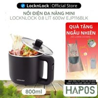 Nồi điện LocknLock đa năng mini 0.8L 600W Chính hãng, kèm khay luộc trứng, nấu mì, nấu lẩu EJP116BLK - HAPOS BEAUTY