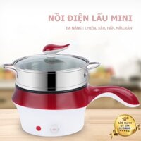 Nồi Điện Mini 2 Tầng Đa Năng Tặng Kèm Khay Hấp ( Chiên, Xào, Nấu ăn, nấu cơm, nấu lẩu mini ) cho 1-2 người