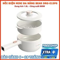 Nồi điện mini đa năng Bear 1.6L kèm khay hấp nồi lẩu điện mini, Anh Lam Store - Hàng chính hãng - DRG-E15P61.6L