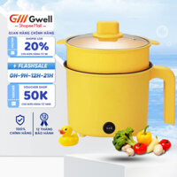 Nồi điện mini vịt vàng 2 tầng METIS đa năng nấu cơm lẩu cháo chiên xào dung tích 1,8L- Nồi lẩu mini, Ca nấu mì