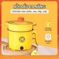 Nồi điện mini VỊT VÀNG 2 tầng đa năng nấu cơm lẩu cháo chiên xào dung tích 1,8L- Nồi lẩu mini, Ca nấu mì BẢO HÀNH 12T0