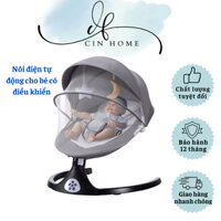 Nôi điện tự động có điều khiển 3 chế độ ngả có phát nhạc kèm khay ăn dặm và màn che, Ghế rung cho bé sơ sinh