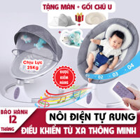 Nôi Điện Venko Cho Bé - Điều Khiển Từ Xa, Phát Nhạc - 4 Rung, Xoay Tự Động 180° - Ghế Ru Ngủ Thông Minh - BH 12 Tháng