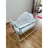 Nôi Điện Võng Xếp 2 Trong 1 Màu xanh Đại Vĩ chính hãng (Tặng Võng + Màn + 2 Dây Curoa)