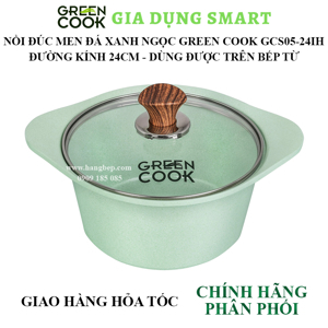 Nồi đúc đáy từ men đá xanh ngọc 24 cm Green Cook GCS05-24IH công nghệ Hàn Quốc