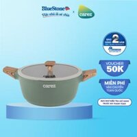 NỒI ĐÚC VÂN ĐÁ CAREZ CPC595DI18SN - Đường kính 18cm - Dung tích 1,6 Lít - Nhôm đúc nguyên khối, 3 đáy, nắp kính cường lực - Hàng chính hãng
