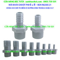 NỐI ĐUÔI CHUỘT 10 HOẶC 12 LY - DÙNG CHO ỐNG PE MỀM 10 HOẶC 12 LY - REN NGOÀI 21