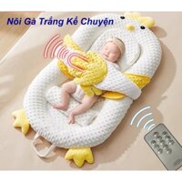Nôi em bé cao cấp vải Nhung Hàn Quốc kèm gối chặn chống giật mình cho bé