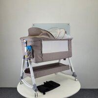 Nôi em bé,Nôi ngủ cho bé siêu nhẹ,cũi vải gấp gọn thiết kế 2 tầng có 5 mức nâng hạ, lắc lư ru bé ngủ[Tặng màn+bánh xe]