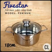 Nồi Fivestar inox 3 đáy 430 đun từ nắp kính 18invk/20invk/24invk