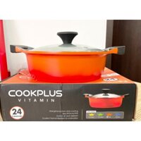 Nồi Gang chống dính 24cm Cookplus Lock&Lock LCA1242 dùng bếp hồng ngoại, gas, điện, halogen