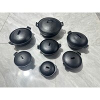 Nồi gang chống dính kho quẹt, nấu cơm niêu, nấu lẩu cháo size từ (12cm- 24,5cm)