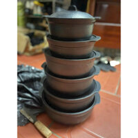 Nồi gang đúc chống dính,kho thịt cá, nấu lẩu, cơm thố size 12cm-26cm