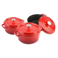 Nồi gang đúc tráng men Rapido, Bộ nồi gang đúc tráng men Rapido, kích cỡ 20, 22, 24cm , dùng cho tất cả các loại bếp.